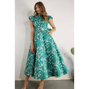 Embossed Print Midi Dress