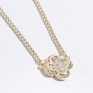 Clover CZ Pave Pendant Chain Necklace