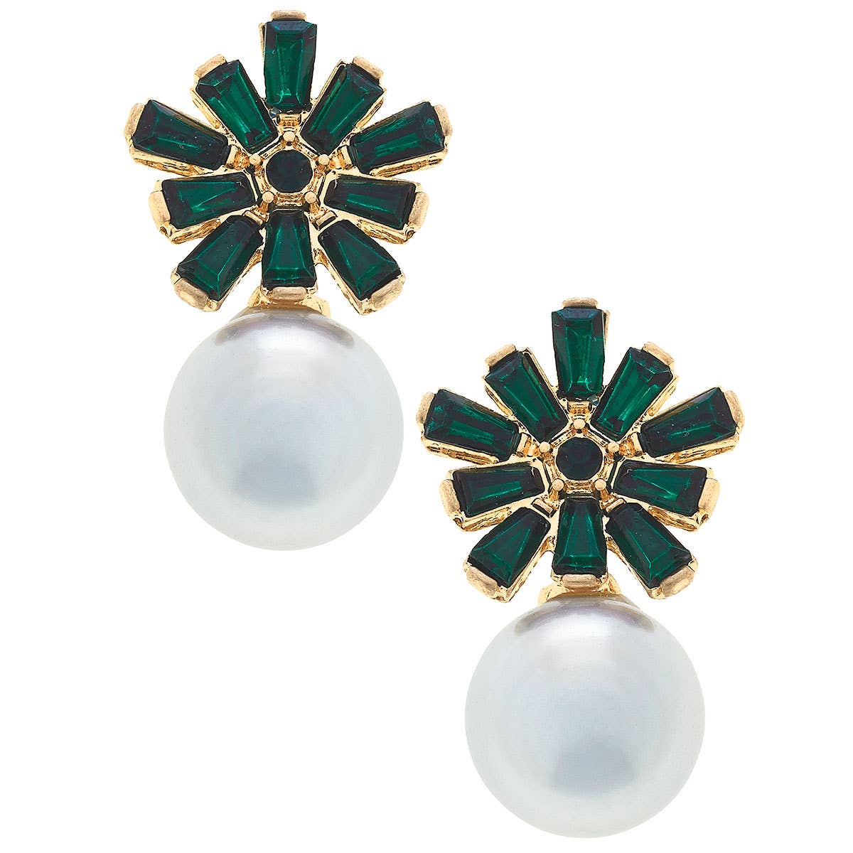 Evelyn Rhinestone & Pearl Drop Earrings: Clear