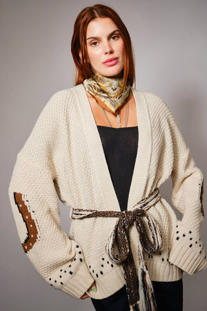 Horse Belted Cardigan Sweater