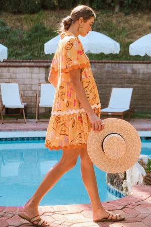 Printed Baby Doll Mini Dress