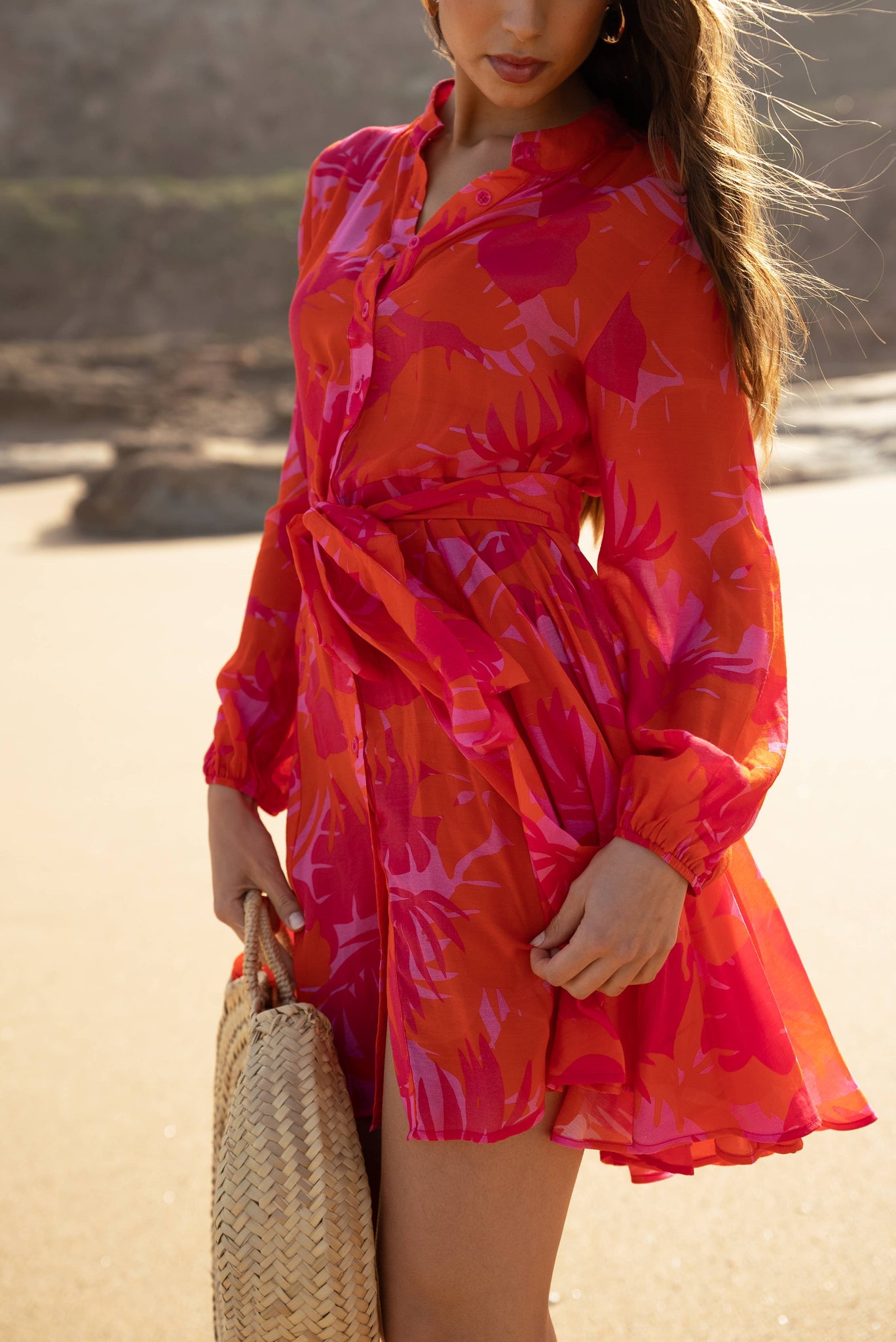 Fuchsia Coral Sonia Skater Dress
