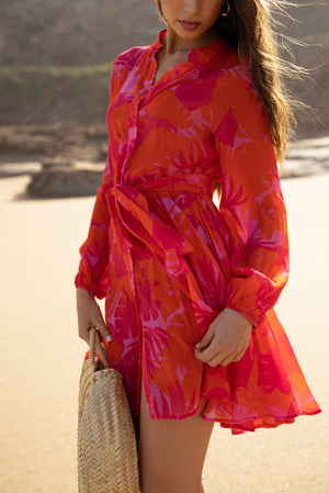 Fuchsia Coral Sonia Skater Dress