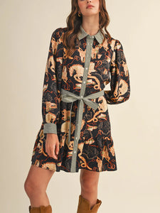 Western Button Down Mini Dress