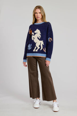 Prairie Ride Sweater Pullover Navy