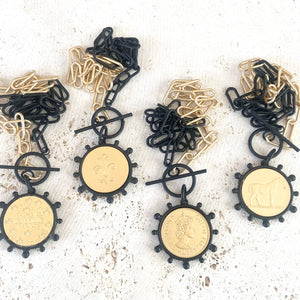 Mixed Metal Equestrian Coin Necklace