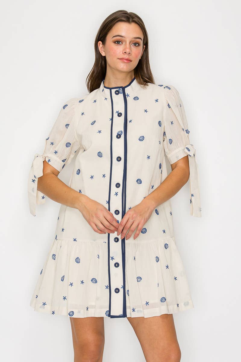 Under The Sea Embroidery Mini Dress