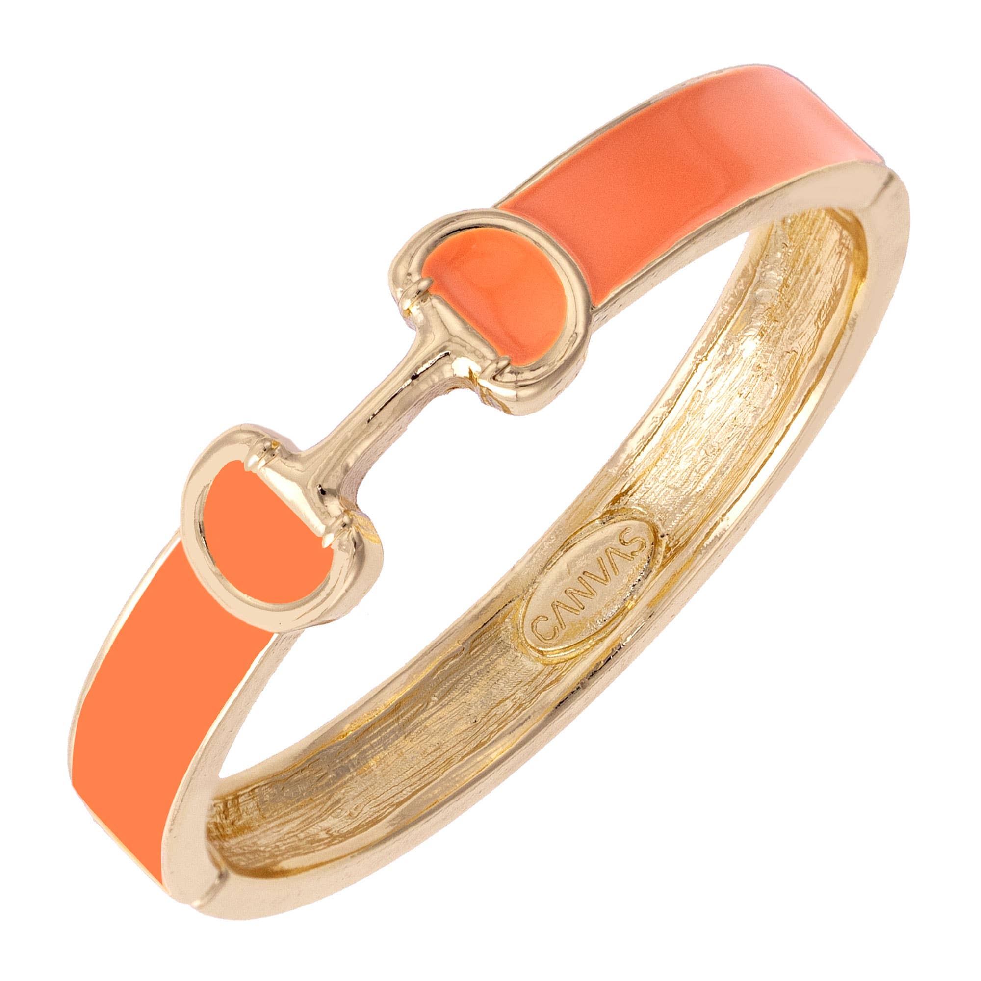 Gold-Tone Enamel Plaid Bangle Bracelet in Orange and Pink Buy Multi Color Enameled Bangle Bracelet in Goldtone (7.25  main image 3
