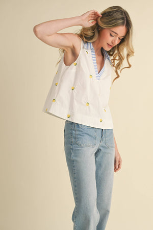Cherry Embroidered Tank