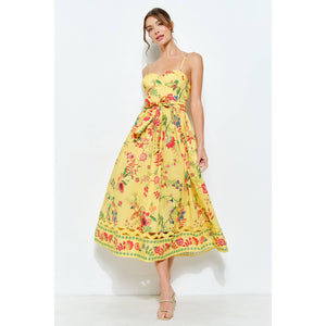 Embroidered Bustier Midi Dress