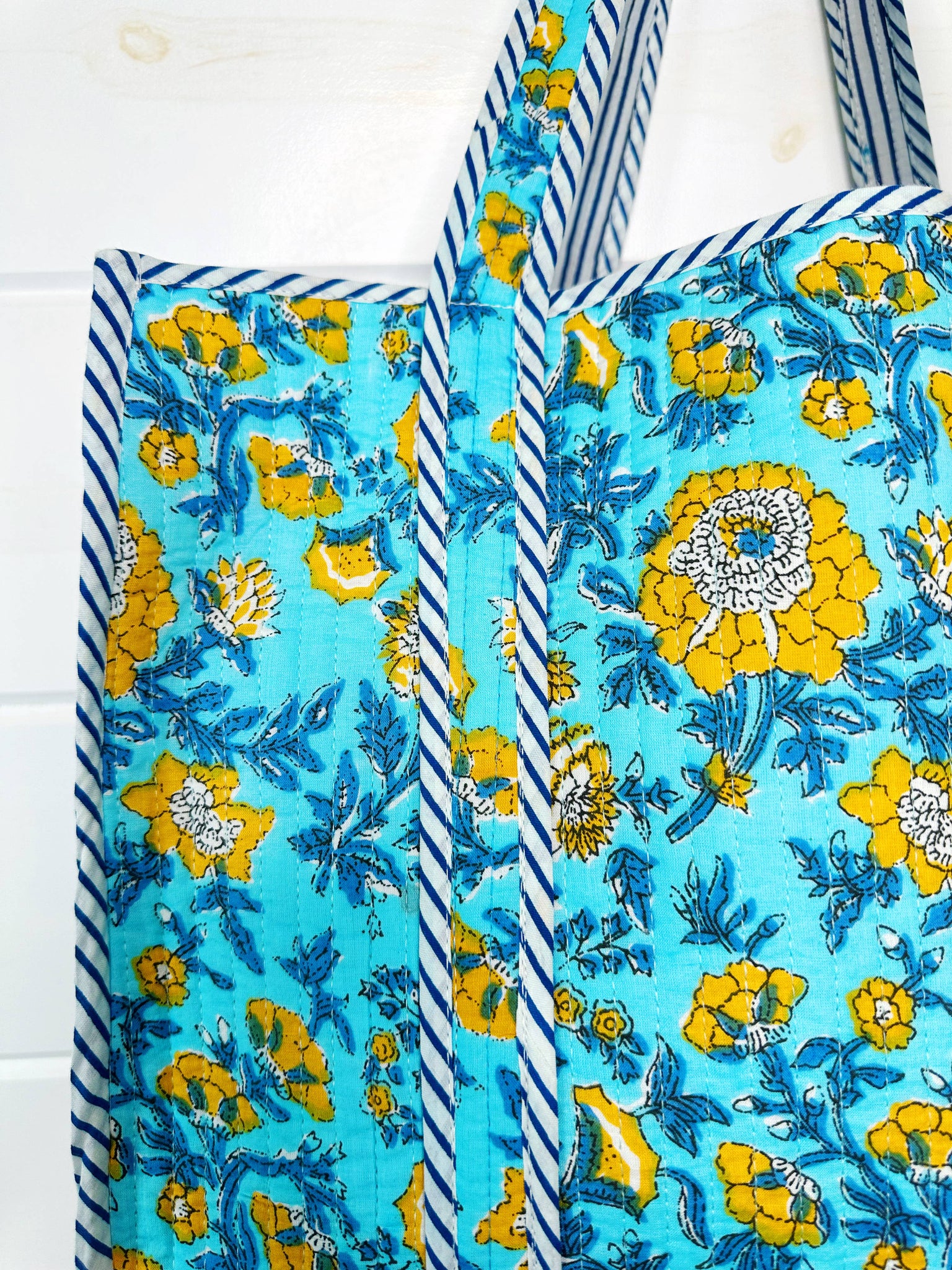 Cotton Quilted Tote Bag | Large Shopping Tote Bags | Floral