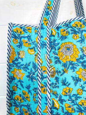 Cotton Quilted Tote Bag | Large Shopping Tote Bags | Floral
