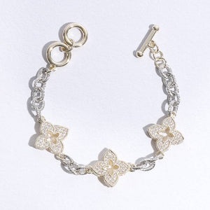 3 Clover Pave Clover Mop Link Bracelet