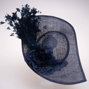Sinamay Base With Flowers Feathers On The Brim - Red