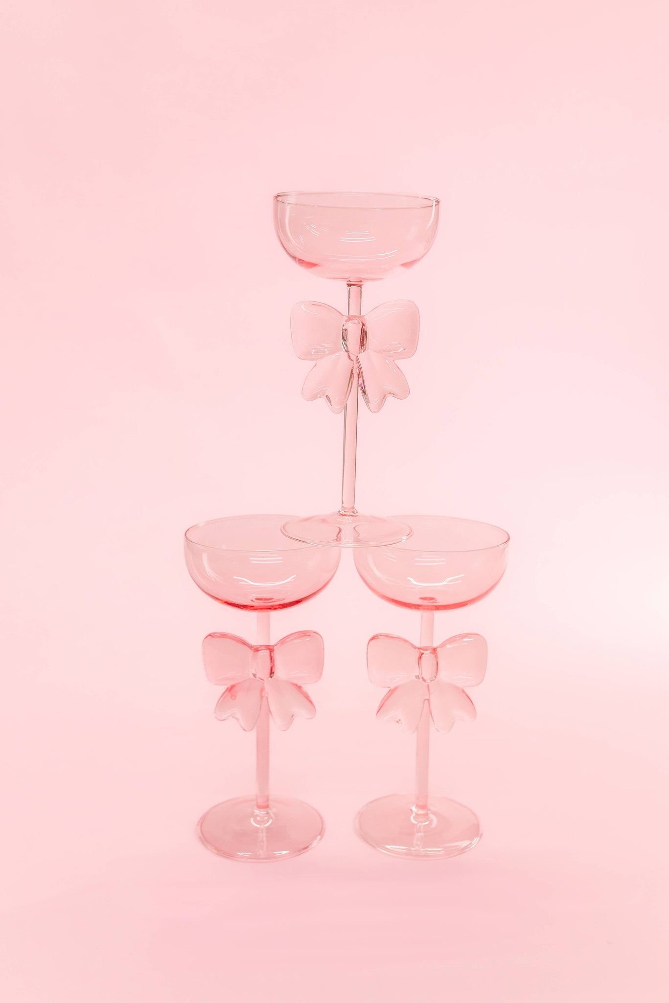 Bow & Bubbly - Pink Coupe Wine Glass 
