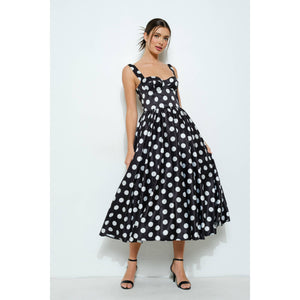 Polka Dot Bustier Midi Dress