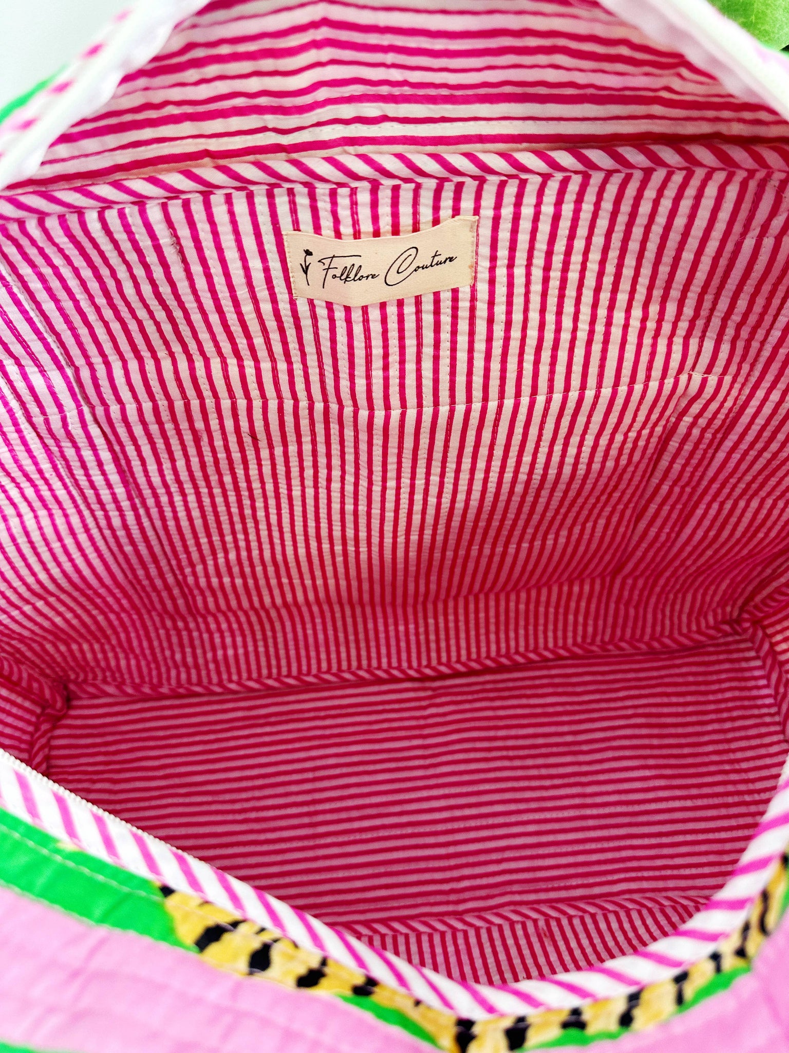 Pink and Green Tiger Quilted Duffle Bag