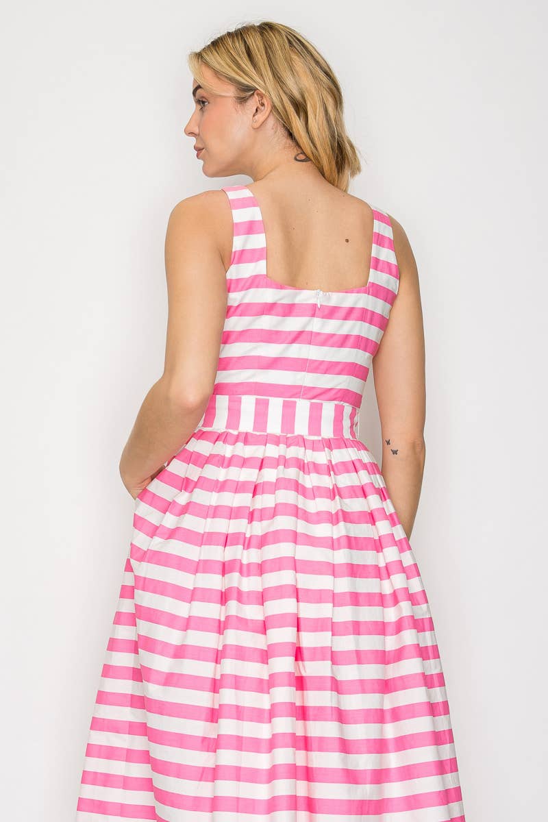 Pretty in Pink Stripe Midi Dress