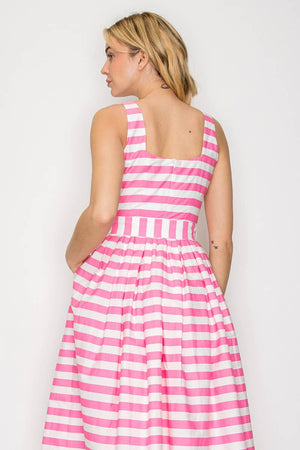 Pretty in Pink Stripe Midi Dress