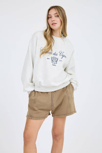 Paris Embroidered Crew Knit Top