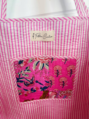 Pink Patchwork Quilted Tote Bag