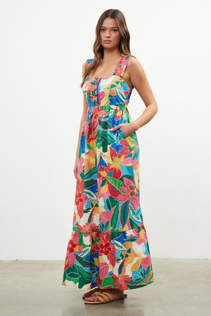 Tropical Print Maxi Dress