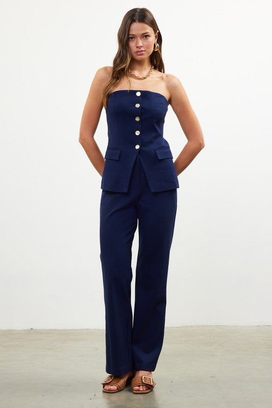 Strapless Blazer and Pant Set