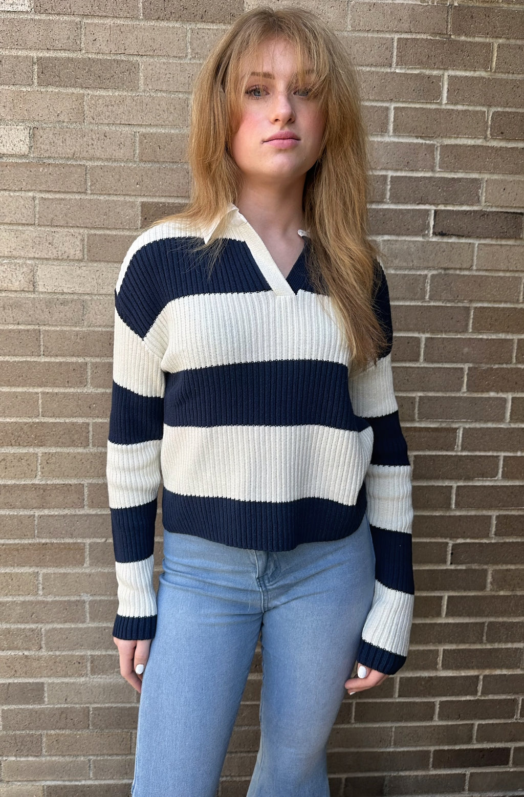 Collared Stripe Sweater