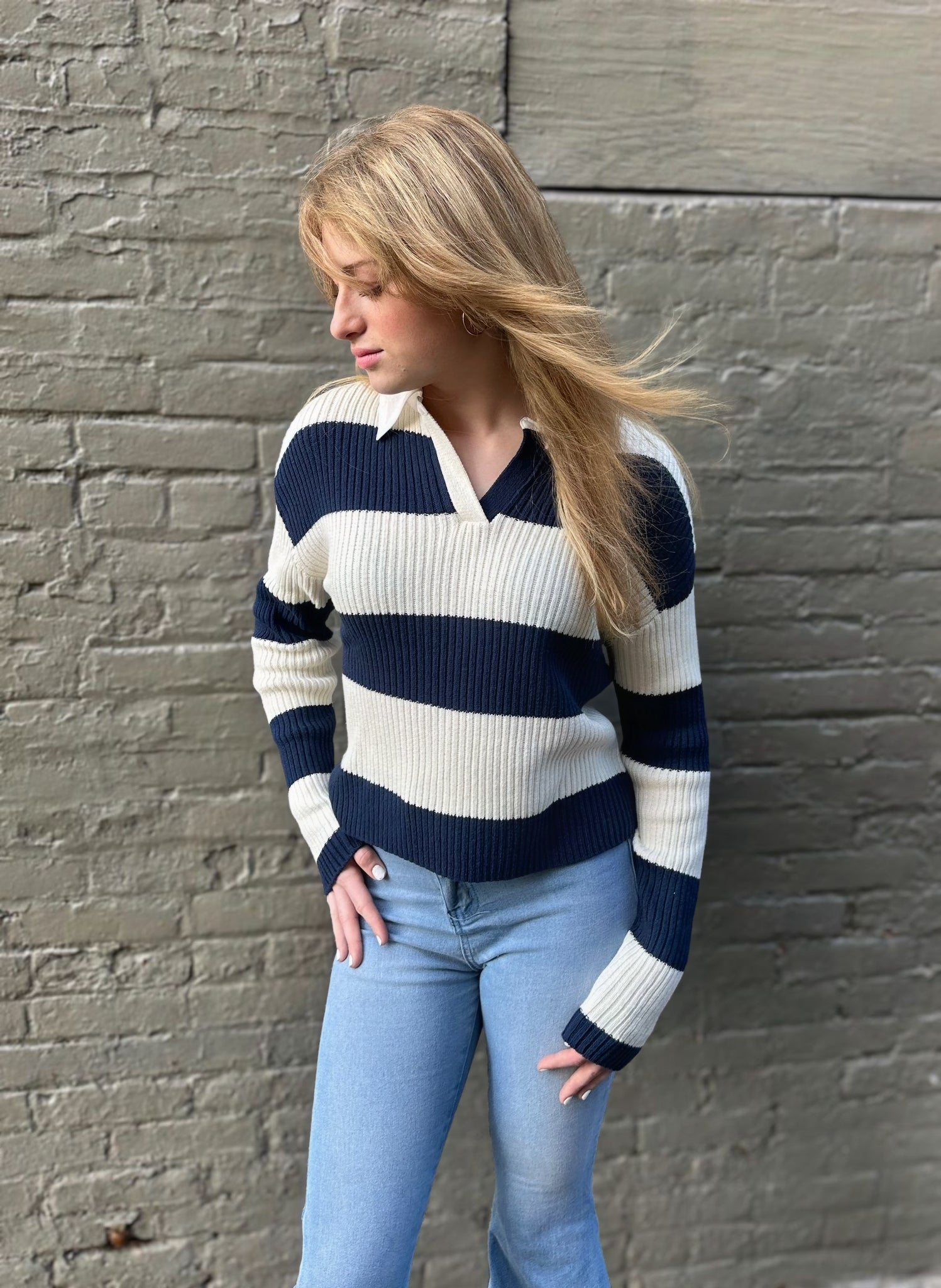 Collared Stripe Sweater