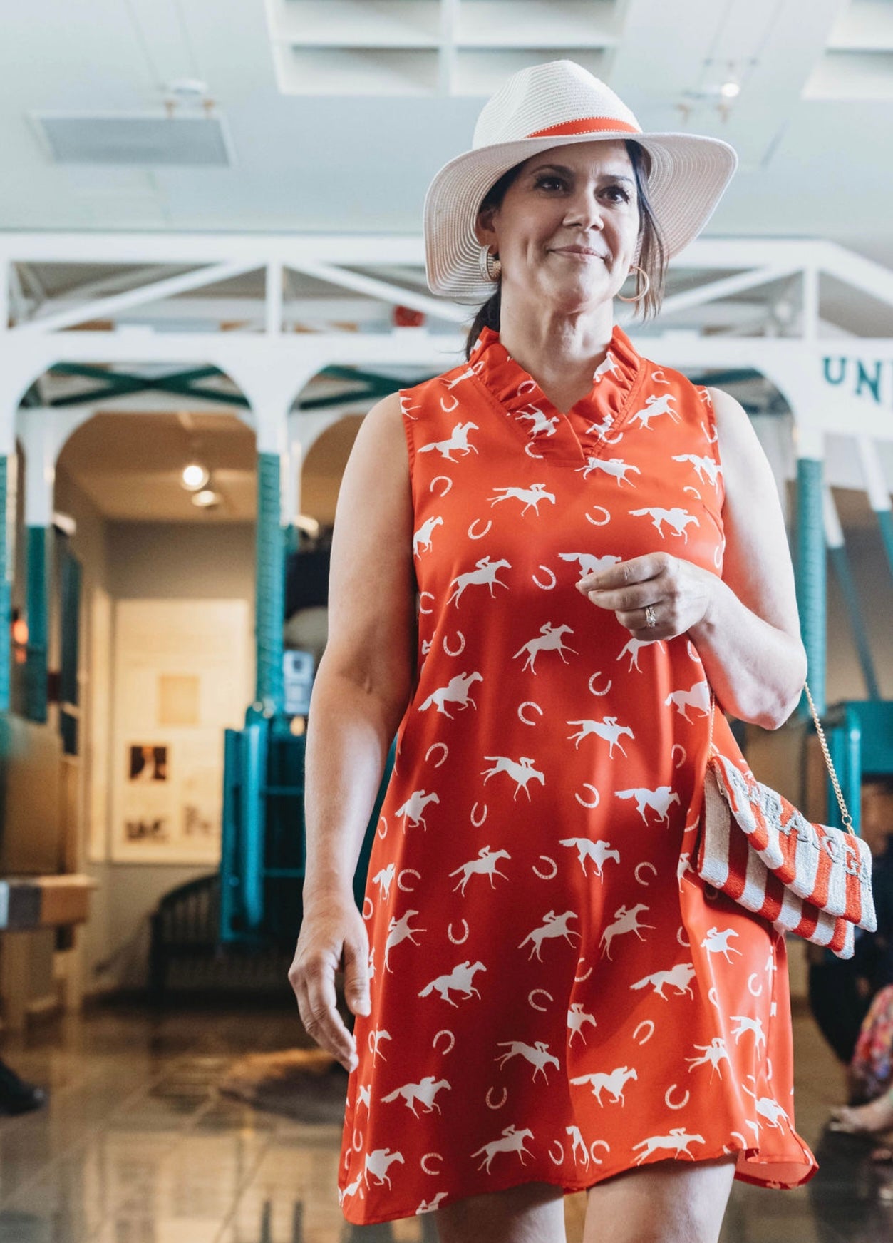 Red  Ruffle Horse Print Dress