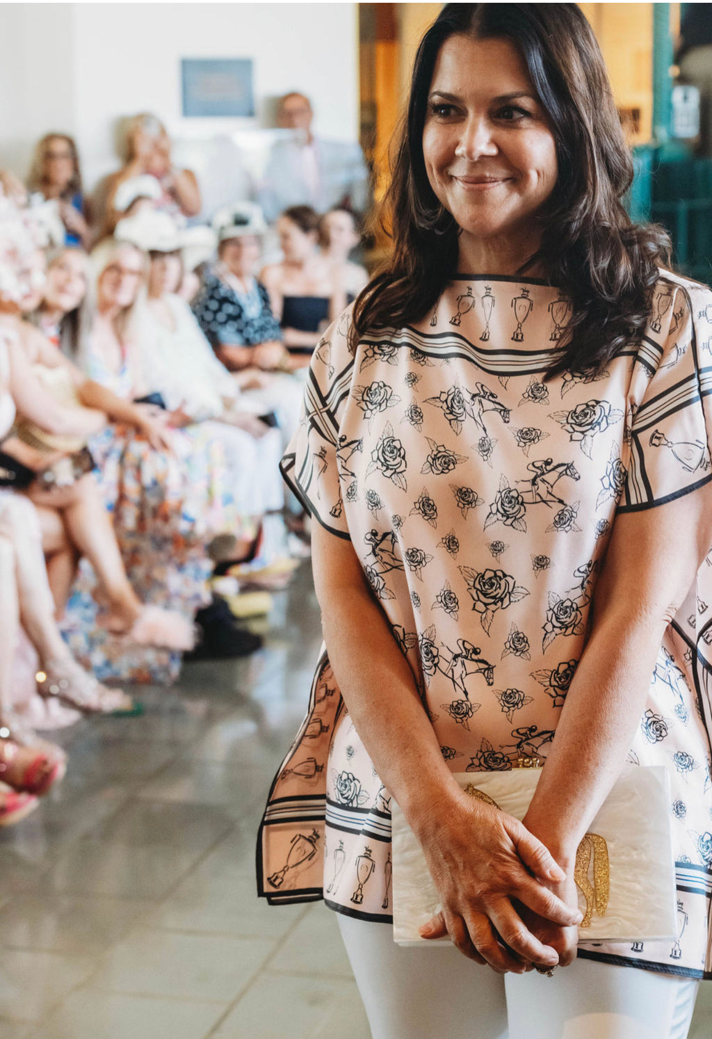 Racing & roses Silk poncho top