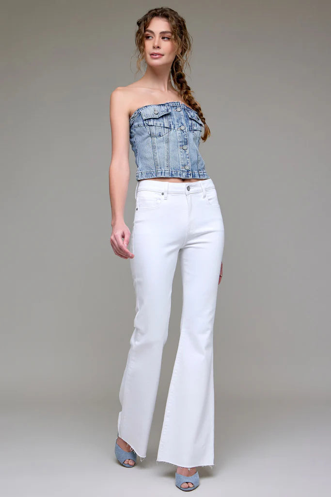 Happi White Clean Cut Flare Jeans
