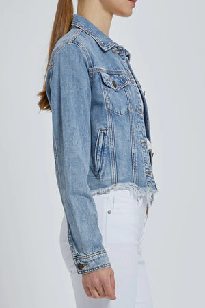 Rebel Frayed Cropped Denim Jacket