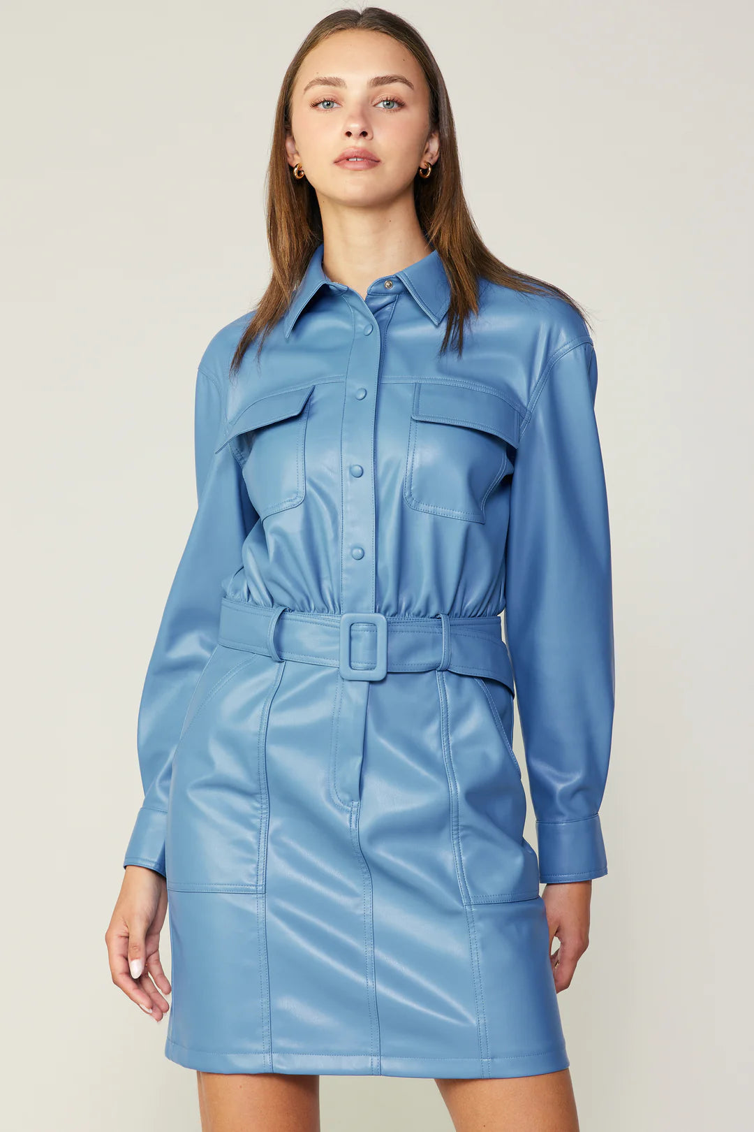 Women's Vegan Leather Wrap Dress by Skies Are Blue
