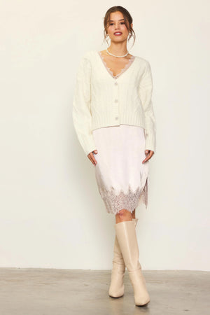 Cream Jewel Button Cardigan