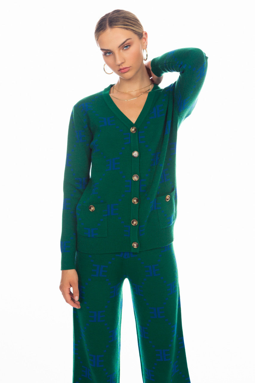 GREEN/ROYAL BLUE EE CARDIGAN