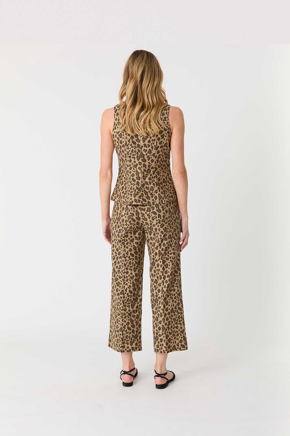 Annabelle Leopard Print Crop Wide Leg Pant