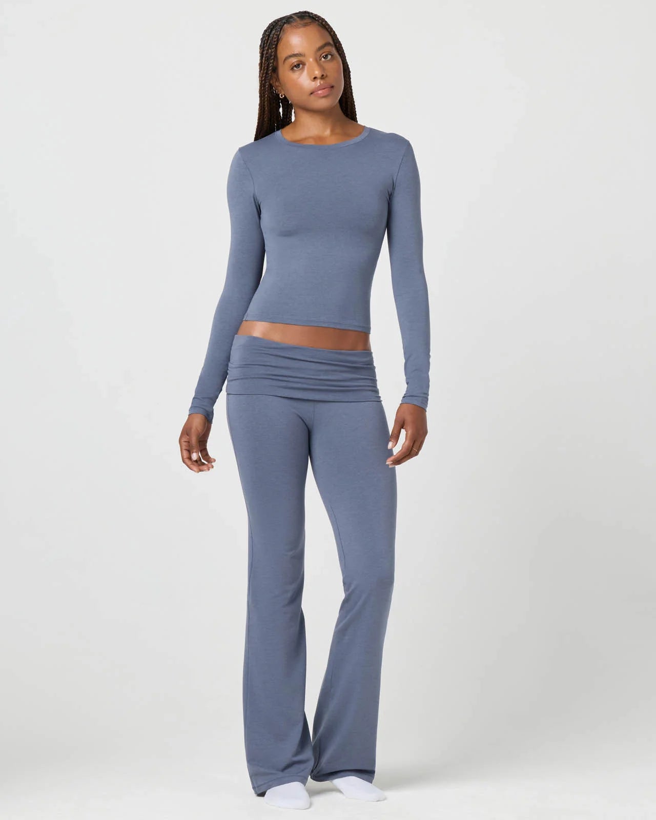 Softie Cotton Foldover Pant Grisaille