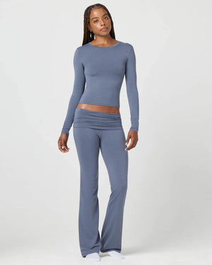 Softie Cotton Foldover Pant Grisaille