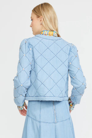 Quilted Denim Jacket with Stud