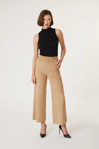Faux Suede Wide Leg Crop Pant