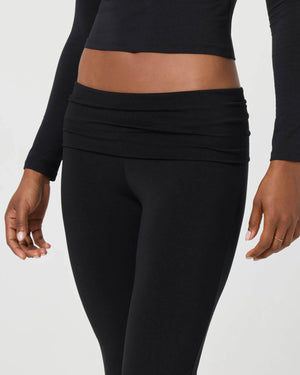 Softie Cotton Foldover Pant Black