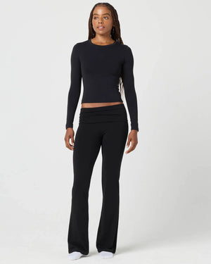 Softie Cotton Foldover Pant Black