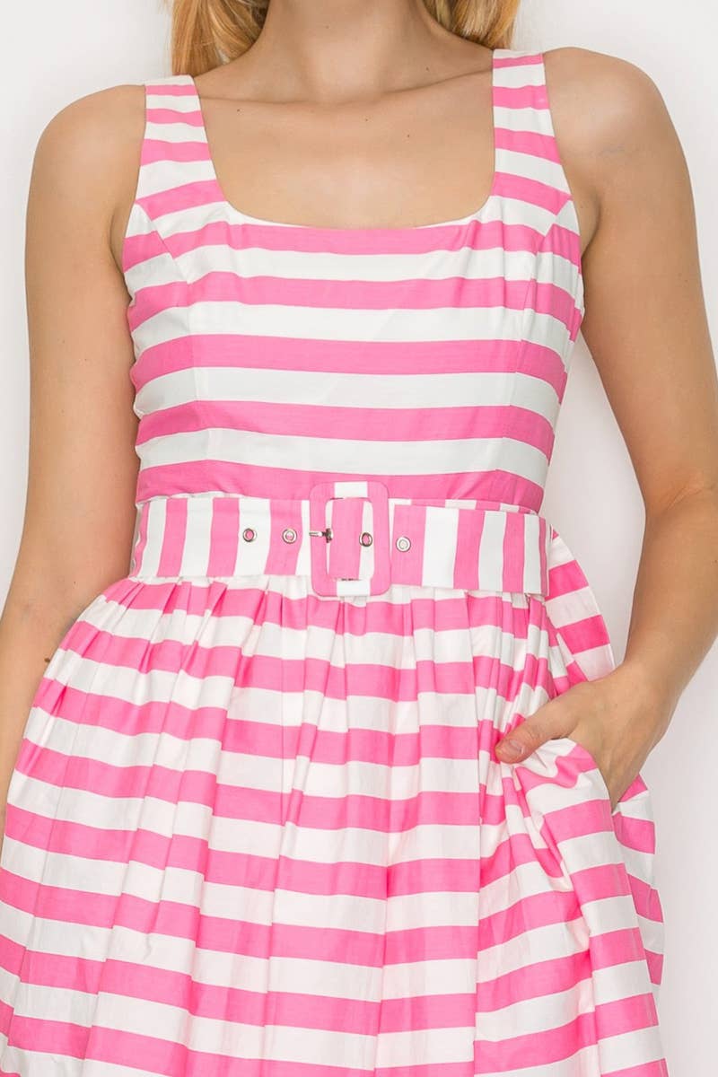 Pretty in Pink Stripe Midi Dress