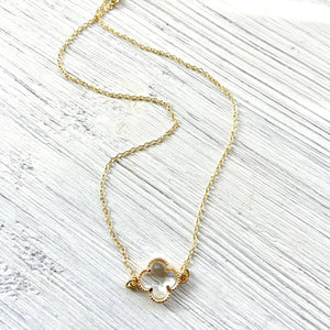 Crystal Clover Quatrefoil Necklace 