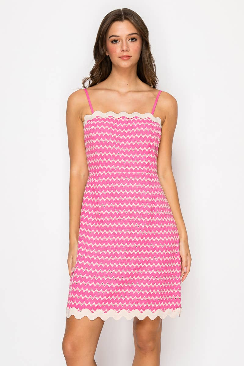 Geo Embroidery Mini Cami Dress