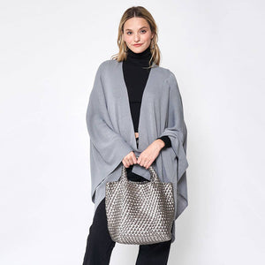 Solid Ruana with Shoulder Strap
