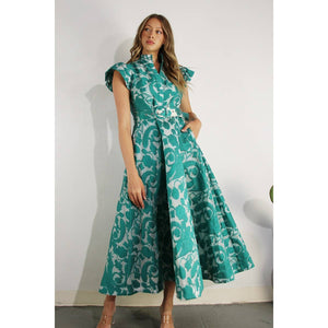 Embossed Print Midi Dress