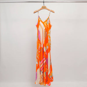 Equestrian Slip Dress - Orange, Black & Navy