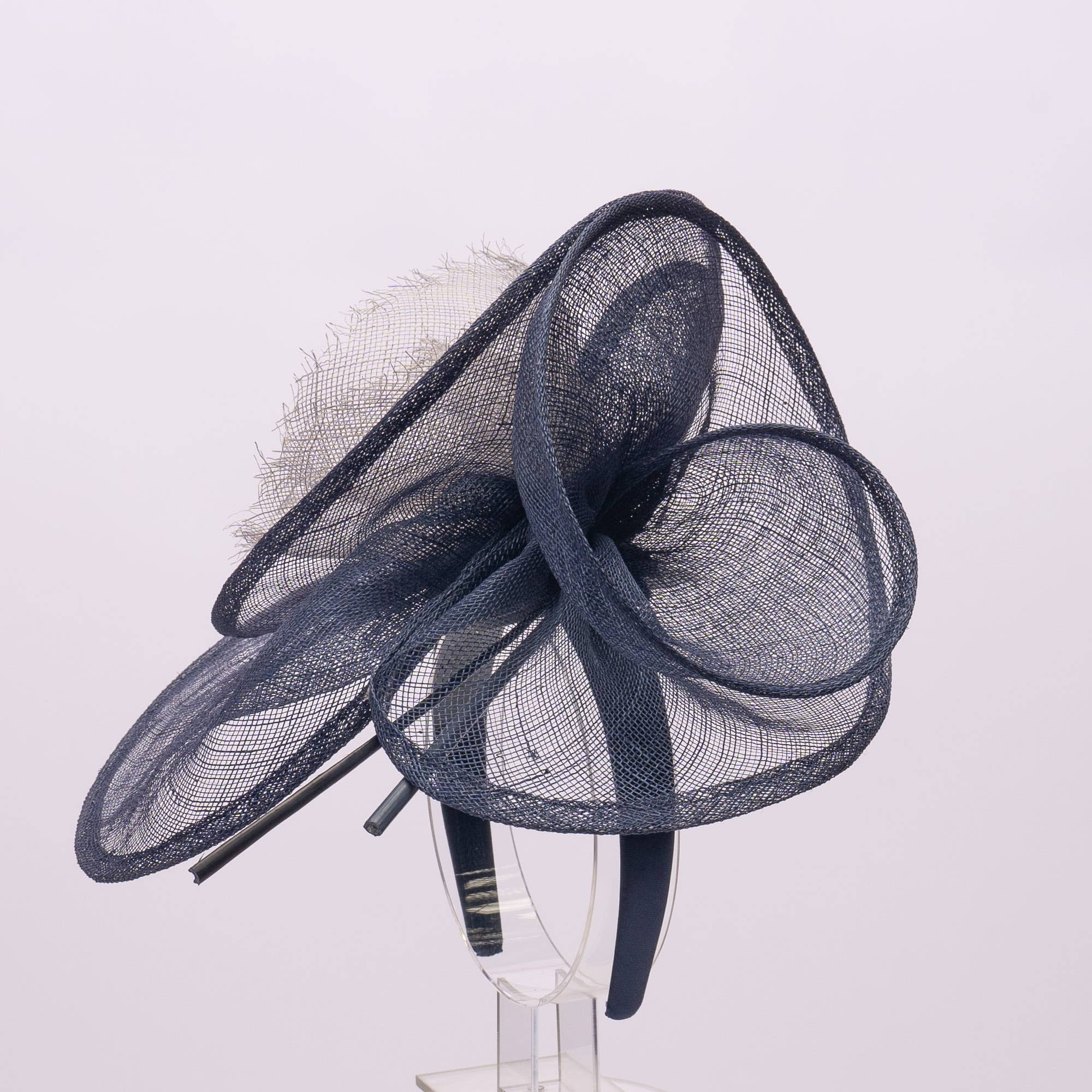 2Tone Sinamay Fascinator With 2 Quill Stick Feathers